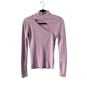 Sofia Jeans XS Lavender Purple Ribbed Mock Neck Cutout Top Excellent Condition